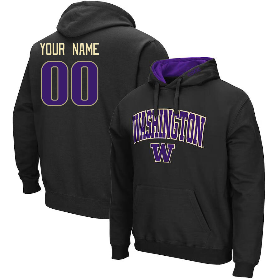 Custom Washington Huskies Name And Number College Hoodie-Black